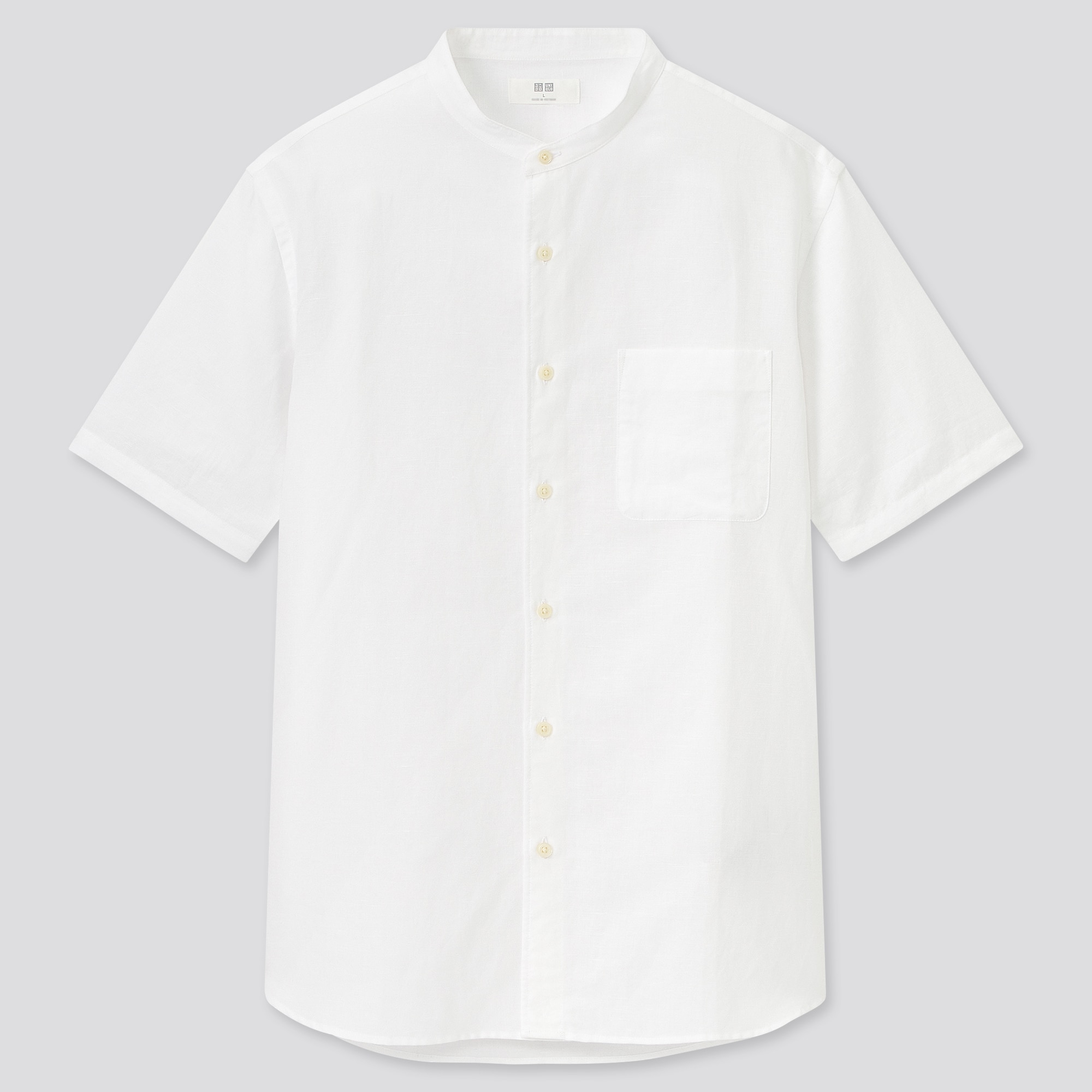 リネンコットンスタンドカラーシャツ(半袖)