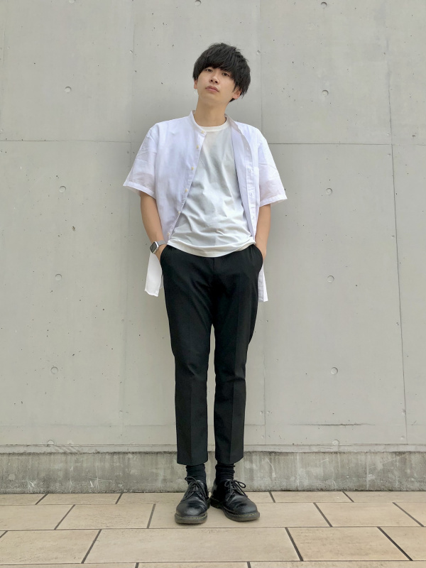 ユニクロ公式 | リネンコットンスタンドカラーシャツ(半袖)